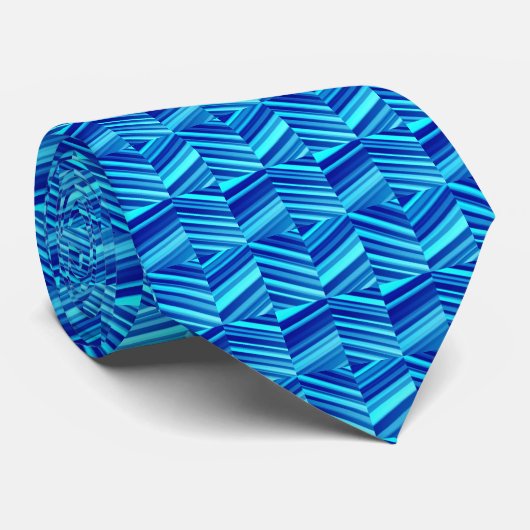 Shades of Blue Pattern Stropdas (Opgerold)