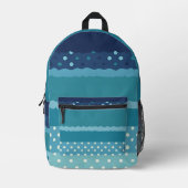 Shades of Blue Polka Dots Backpack Bedrukte Rugzak (Voorkant)