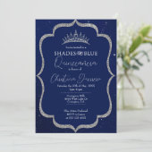 Shades of Blue Quinceañera Birthday Invitation Kaart (Staand voorkant)