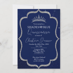 Shades of Blue Quinceañera Birthday Invitation Kaart