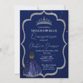 Shades of Blue Quinceañera Birthday Invitation Kaart (Voorkant)