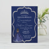Shades of Blue Quinceañera Birthday Invitation Kaart (Staand voorkant)