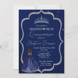 Shades of Blue Quinceañera Birthday Invitation Kaart