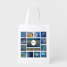 Shades of Blue Reused Grocery Bag