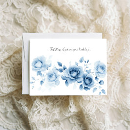 Shades of Blue Roses Vintage Floral Design Kaart