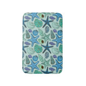 Shades of Blue Seashells and Starfish Pattern Badmat (Voorkant Verticaal)
