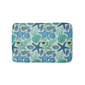 Shades of Blue Seashells and Starfish Pattern Badmat (Voorkant)