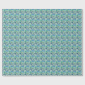 Shades of Blue Seashells and Starfish Pattern Cadeaupapier (Vlak)