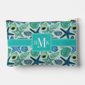 Shades of Blue Seashells and Starfish Pattern Etui (Achterkant)