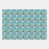 Shades of Blue Seashells and Starfish Pattern Inpakpapier Vel (Voorkant 2)