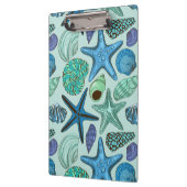 Shades of Blue Seashells and Starfish Pattern Klembord (Links)