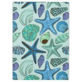 Shades of Blue Seashells and Starfish Pattern Klembord (Achterkant)