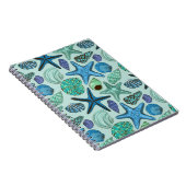 Shades of Blue Seashells and Starfish Pattern Notitieboek (Rechterzijde)