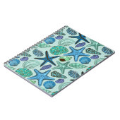 Shades of Blue Seashells and Starfish Pattern Notitieboek (Linkerzijde)