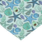 Shades of Blue Seashells and Starfish Pattern Tafelkleed (Gekanteld)