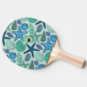 Shades of Blue Seashells and Starfish Pattern Tafeltennisbatje (Zijkant)