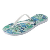 Shades of Blue Seashells and Starfish Pattern Teenslippers (Schuin)