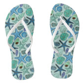 Shades of Blue Seashells and Starfish Pattern Teenslippers (Voetbed)