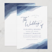 Shades of Blue Soft Waterverf bruiloft uitnodiging (Voorkant / Achterkant)