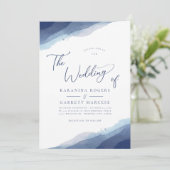 Shades of Blue Soft Waterverven Wedding Kaart (Staand voorkant)