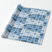 Shades of Blue Sophisticated Geometric Pattern Cadeaupapier (Uitgerold)
