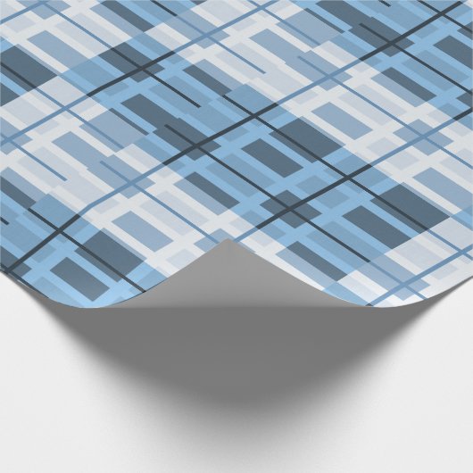 Shades of Blue Sophisticated Geometric Pattern Cadeaupapier (Hoek)