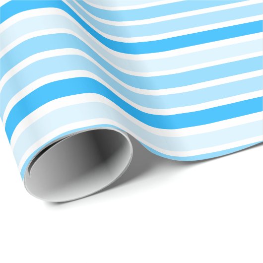 Shades of Blue Striped Gift Wrap Cadeaupapier (Rol Hoek)