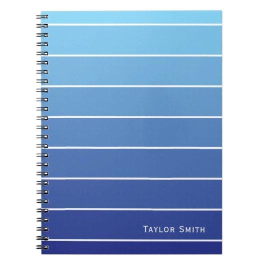 Shades of Blue Stripes Paint Chip Notitieboek (Voorkant)