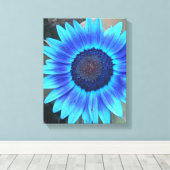 Shades of Blue Sunflower Wrapped canvas Afdrukken (Insitu (Houten vloer))