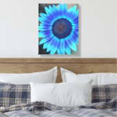 Shades of Blue Sunflower Wrapped canvas Afdrukken (Insitu (Slaapkamer))
