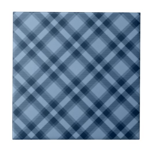 Shades of Blue Tartan Pattern Tegeltje (Voorkant)