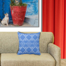 Shades of Blue Triangle Pattern Sierkussen