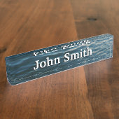 Shades of Blue Water Abstract Natuur Fotografie Naambordje (Zijkant)