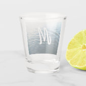 Shades of Blue Water Abstract Natuur Fotografie Shot Glas (Achterkant)