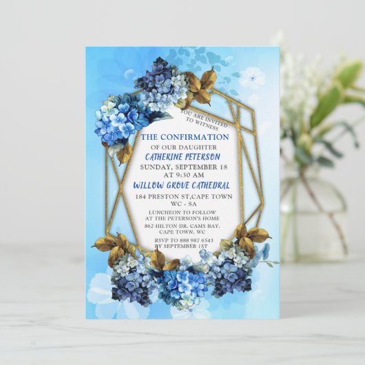 Shades of Blue Waterverf Confirmation-uitnodiging Kaart (Staand voorkant)