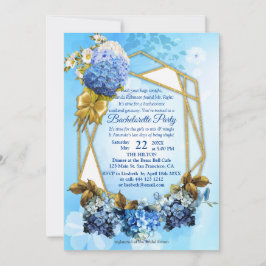 Shades of Blue Waterverf Hydrangeas Bachelorette Kaart