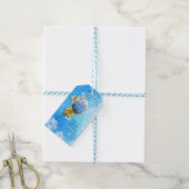 Shades of Blue Waterverf Hydrangeas Cadeaulabel (Met Touw)