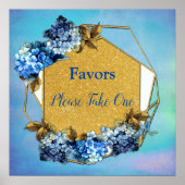 Shades of Blue Waterverf Hydrangeas Favors Poster (Voorkant)