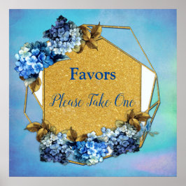 Shades of Blue Waterverf Hydrangeas Favors Poster