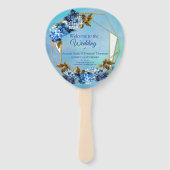 Shades of Blue Waterverf Hydrangeas Handwaaier (Voorkant)