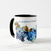 Shades of Blue Waterverf Hydrangeas Mok (Voorkant links)