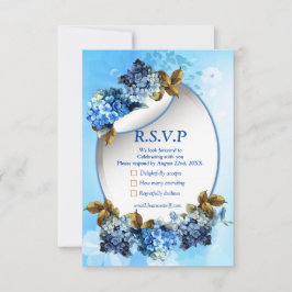 Shades of Blue Waterverf Hydrangeas RSVP Kaartje