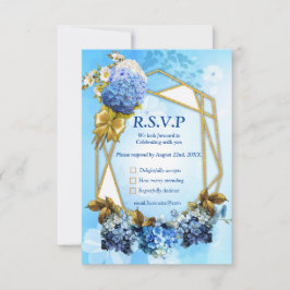 Shades of Blue Waterverf Hydrangeas RSVP Kaartje