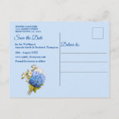 Shades of Blue Waterverf Hydrangeas Save the date Aankondigingskaart (Achterkant)
