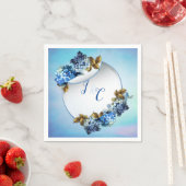 Shades of Blue Waterverf Hydrangeas Servet (Insitu)