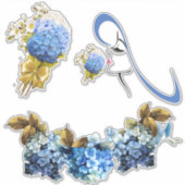 Shades of Blue Waterverf Hydrangeas Sticker (Voorkant)