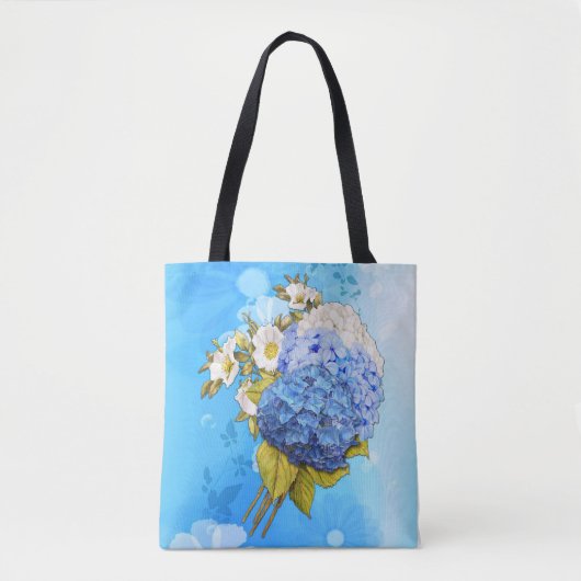 Shades of Blue Waterverf Hydrangeas Tote Bag (Voorkant)