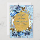 Shades of Blue Waterverf Hydrangeas Wedding Kaart (Voorkant)