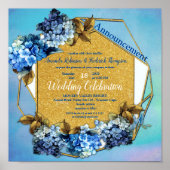 Shades of Blue Waterverf Hydrangeas Wedding Poster (Voorkant)