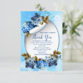 Shades of Blue Waterverf HydrangeasHartelijk dank, RSVP Kaartje (Staand voorkant)
